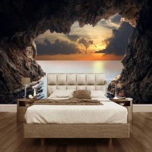 Tranh Dán Tường Hang Động Chiều Hoàng Hôn
