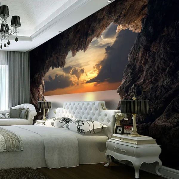 Tranh Dán Tường Hang Động Chiều Hoàng Hôn